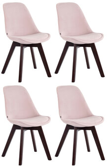 4-delige set bezoekersstoelen Birnii V2 Fluweel walnoot, 