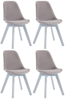 4-delige set bezoekersstoelen Birnii V2 fluweel wit, Grijs