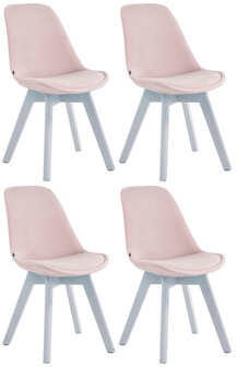 4-delige set bezoekersstoelen Birnii V2 fluweel wit, 
