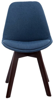 4-delige set bezoekersstoelen Birnii V2 Walnoot Stof, Blauw