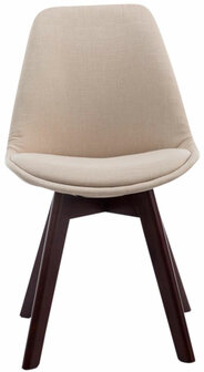 4-delige set bezoekersstoelen Birnii V2 Walnoot Stof, Creme