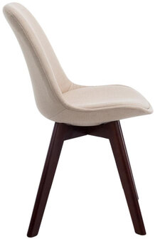 4-delige set bezoekersstoelen Birnii V2 Walnoot Stof, Creme