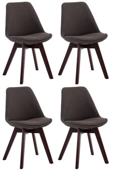 4-delige set bezoekersstoelen Birnii V2 Walnoot Stof, Grijs