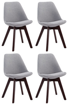 4-delige set bezoekersstoelen Birnii V2 Walnoot Stof, Grijs