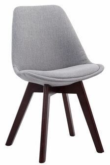 4-delige set bezoekersstoelen Birnii V2 Walnoot Stof, Grijs