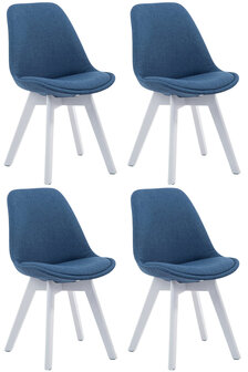 4-delige set bezoekersstoelen Birnii V2 Wit Stof, Blauw