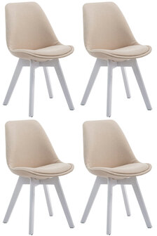 4-delige set bezoekersstoelen Birnii V2 Wit Stof, Creme