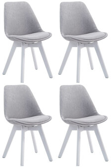 4-delige set bezoekersstoelen Birnii V2 Wit Stof, Grijs