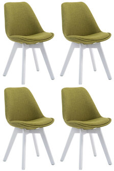 4-delige set bezoekersstoelen Birnii V2 Wit Stof, Groen