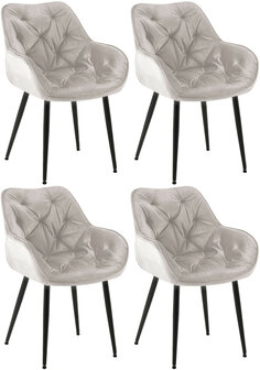 4-delige set stoel Tinni fluweel, Grijs