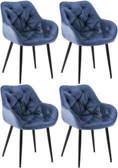 4-delige set stoel Tinni fluweel, Blauw