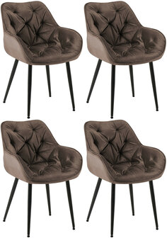 4-delige set stoelen Tinni fluweel, Bruin