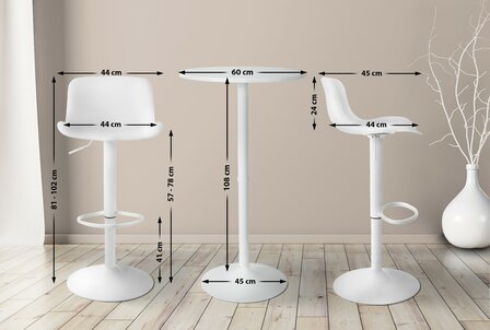 2-persoons Bartafel Set Madore, Wit