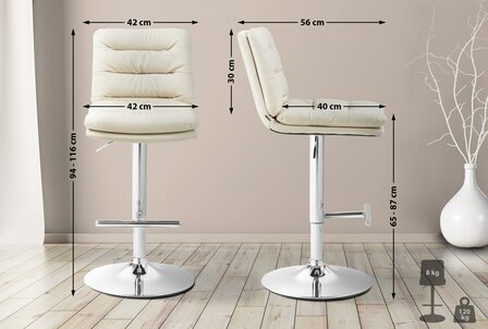 Barstoel Dimir Kunstleer chroom, Creme