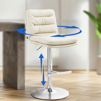 Barstoel Dimir Kunstleer chroom, Creme