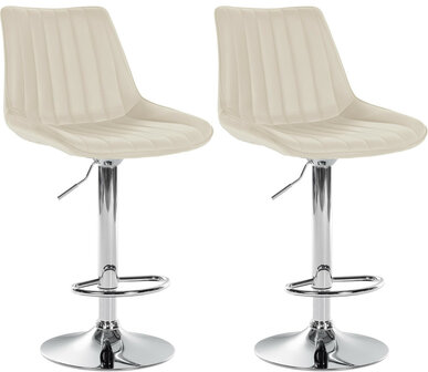 2-delige set barkruk Tino kunstleer chroom, Creme