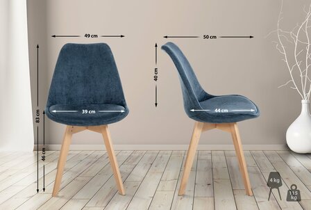 Stoel Linares Koord, Blauw