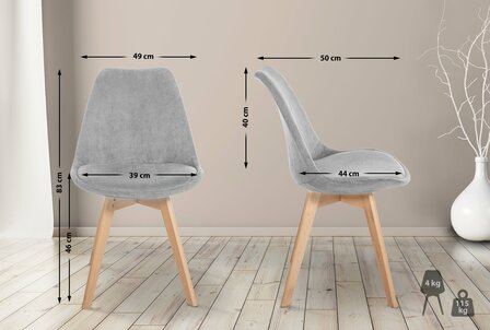 4-delige set stoel Loneras Cird, Grijs