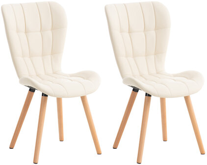 2-delige set stoel Alde kunstleer, Creme