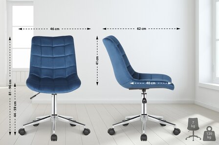Bureaustoel Modferd Fluweel, Blauw