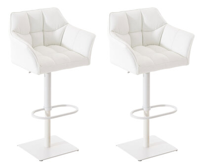 2-delige set barkruk Domasa kunstleer wit, Wit