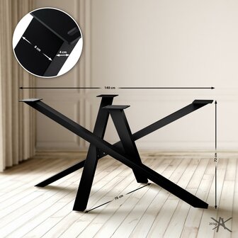 Tafelpoten Fenniy 140x70x72, Zwart