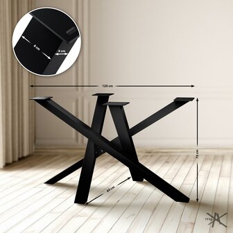 Tafelpoten Fenniy 120x60x72, Zwart