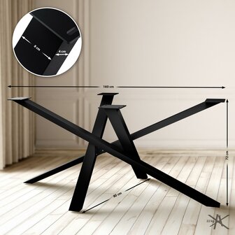 Tafelpoten Fenniy 160x80x72, Zwart