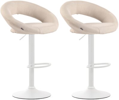 2-delige set barkrukken Alindo stof wit, Creme