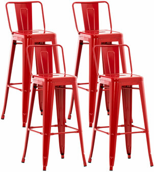 4-delige set barkrukken Mosan, Rood