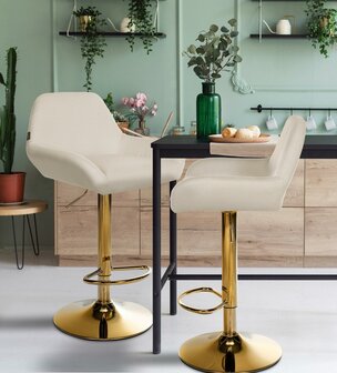 Barkruk Braga Goud Stof, Creme