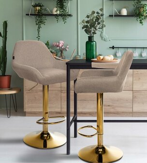 Barkruk Braga Goud Stof, Taupe
