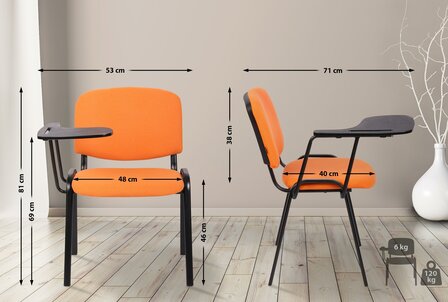 4-delige set stoelen Kin met klaptafel stof, Oranje