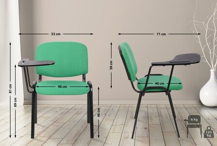 4-delige set stoelen Kin met klaptafel stof, Groen
