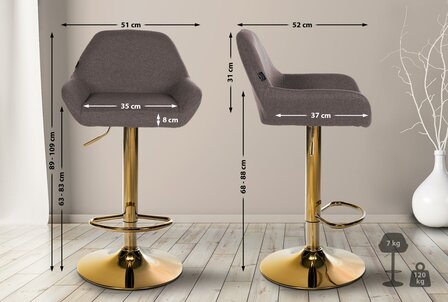 Barkruk Braga Goud Stof, Bruin