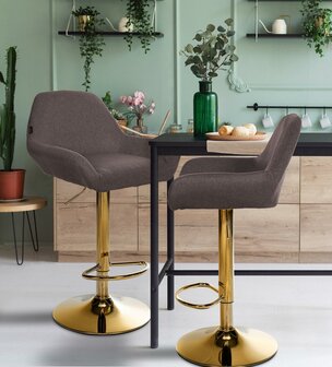 Barkruk Braga Goud Stof, Bruin