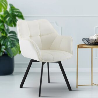 Eetkamerstoel Jirdo Fluweel, Creme