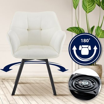 Eetkamerstoel Jirdo Fluweel, Creme