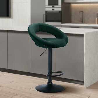 Barkruk Alindo Fluweel zwart, Groen