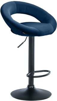 Barkruk Alindo Fluweel zwart, Blauw