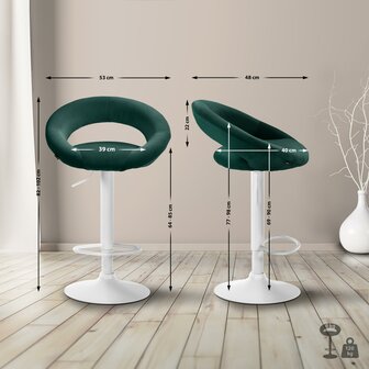 Barkruk Alindo Fluweel wit, Groen