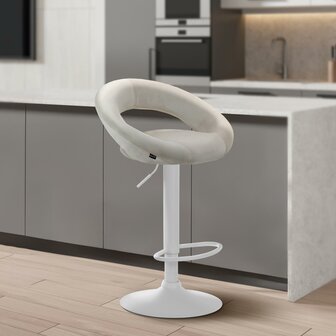 Barkruk Alindo Fluweel wit, Creme