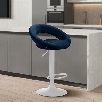 Barkruk Alindo fluweel wit, Blauw