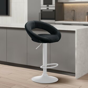 Barkruk Alindo fluweel wit, Zwart