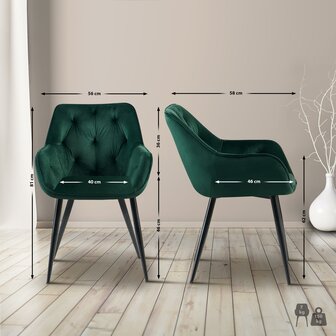 Set van 2 eetkamerstoelen Cissas, Groen