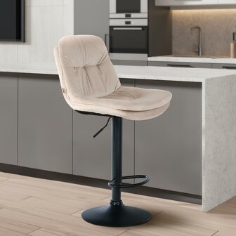 Barkruk Leural Fluweel zwart, Creme