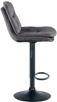 Barkruk Leural Fluweel zwart, Grijs