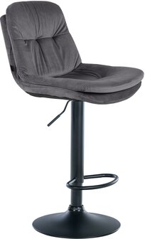 Barkruk Leural Fluweel zwart, Grijs