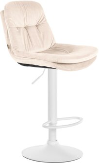 Barkruk Leural fluweel wit, Creme