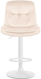 Barkruk Leural fluweel wit, Creme